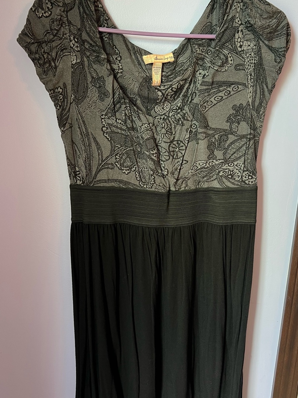 American Rag Black & Grey Midi Dress with Paisley Bodice